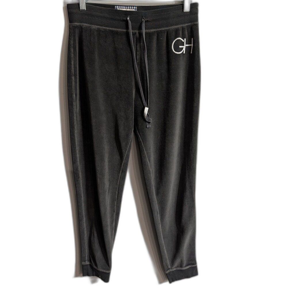 Gilly Hicks Sydney Gray Velour Joggers Sweatpants Embroidered Logo SM
